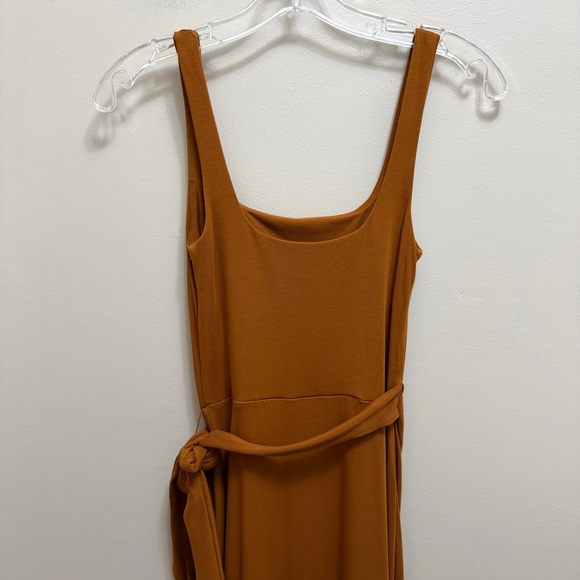 Wilfred Aritzia Saturn Midi Wrap Dress Sleeveless Waist Tie Rich Chestnut XS - Picture 6 of 10